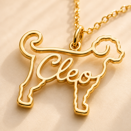 Custom dog necklace with name lifestyle - dog breed silhouette pendant gift Anthology Jewelry