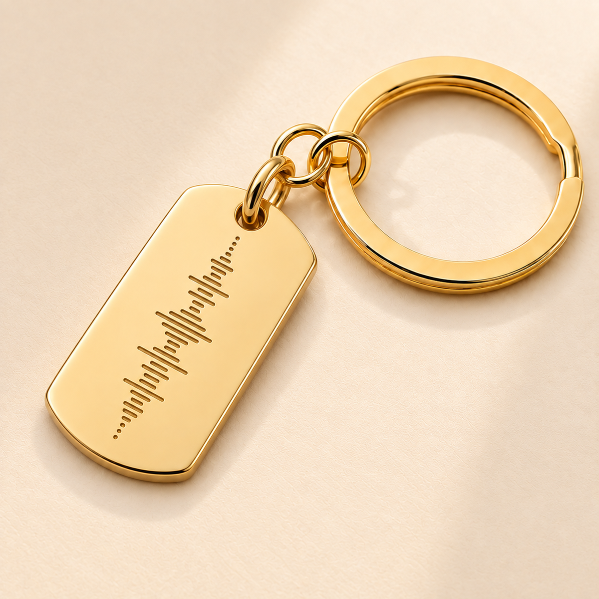 Custom Dog Tag Keychain engraving and hardware detail