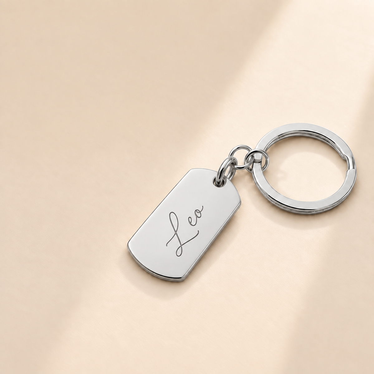 Custom Dog Tag Keychain in silver