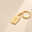 Custom Dog Tag Keychain in gold with handwritten initials - front hero