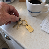 Custom Dog Tag Keychain authentic phone photo engraved OUR FIRST HOME