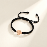 Custom Drawing Bracelet | Men's Black Braided Cord hero-rose-gold photo - rose gold irregular hand-drawn smiling heart engraving, generated design concept Anthology Jewelry