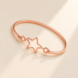 Custom Drawing Cuff Bracelet glamour photo - rose gold open-outline five-point star drawing Anthology Jewelry