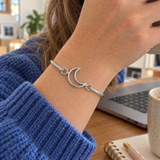 Custom Drawing Cuff Bracelet UGC photo - silver open hand-drawn crescent, generated design concept Anthology Jewelry