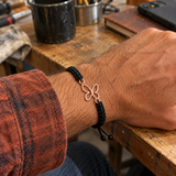 Custom Drawing Cutout Bracelet | Men's Black Braided Cord UGC photo - rose gold open hand-drawn butterfly, generated design concept Anthology Jewelry