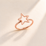 Custom Drawing Ring hero photo - rose gold open uneven hand-drawn five-point star, generated design concept Anthology Jewelry