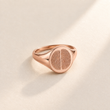 Custom Duo Fingerprint Signet Ring hero photo - rose gold duo fingerprint signet ring with two engraved fingerprints Anthology Jewelry