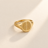 Custom Duo Fingerprint Signet Ring hero photo - gold duo fingerprint signet ring with two engraved fingerprints Anthology Jewelry