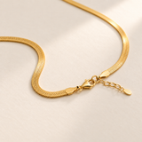 Custom Engraved Herringbone Necklace glamour 1 photo - gold chain clasp and extender detail Anthology Jewelry