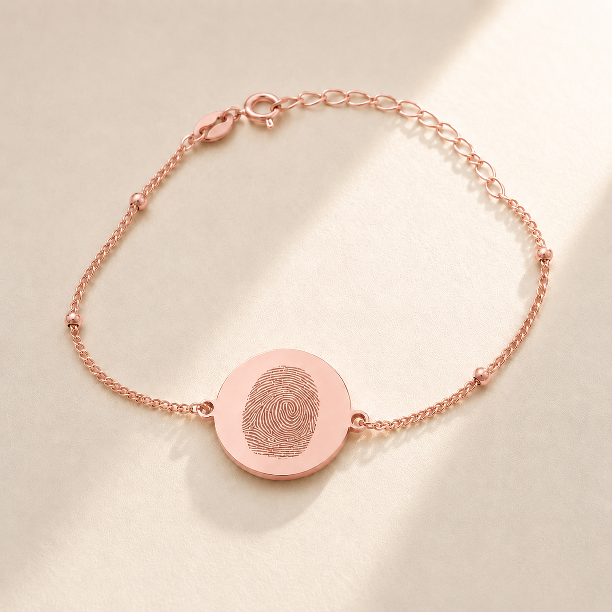 Custom Fingerprint Bracelet alternate angle detail - engraved fingerprint bracelet Anthology Jewelry