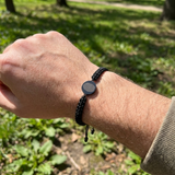 Custom Fingerprint Bracelet Men's Braided Cord UGC photo - outdoor candid worn photo Anthology Jewelry