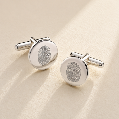 Custom fingerprint engraved cufflinks for men - Anthology Jewelry
