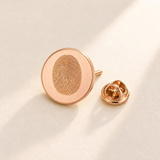 Custom Fingerprint Lapel Pin hero photo - rose gold lapel pin with engraved fingerprint Anthology Jewelry