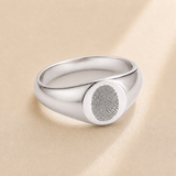 Custom Fingerprint Signet Ring gold finish detail - engraved fingerprint ring Anthology Jewelry