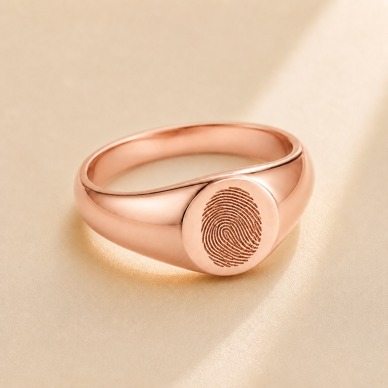 Custom Fingerprint Signet Ring alternate angle - engraved fingerprint ring Anthology Jewelry