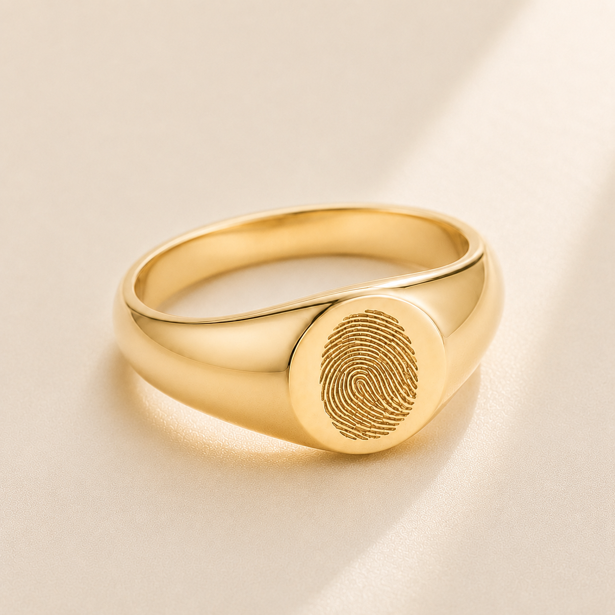 Custom Fingerprint Signet Ring lifestyle photo - personalized fingerprint ring Anthology Jewelry