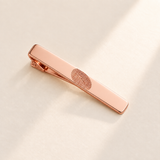 Custom Fingerprint Tie Clip hero rose gold photo - rose gold tie clip with fingerprint engraving Anthology Jewelry