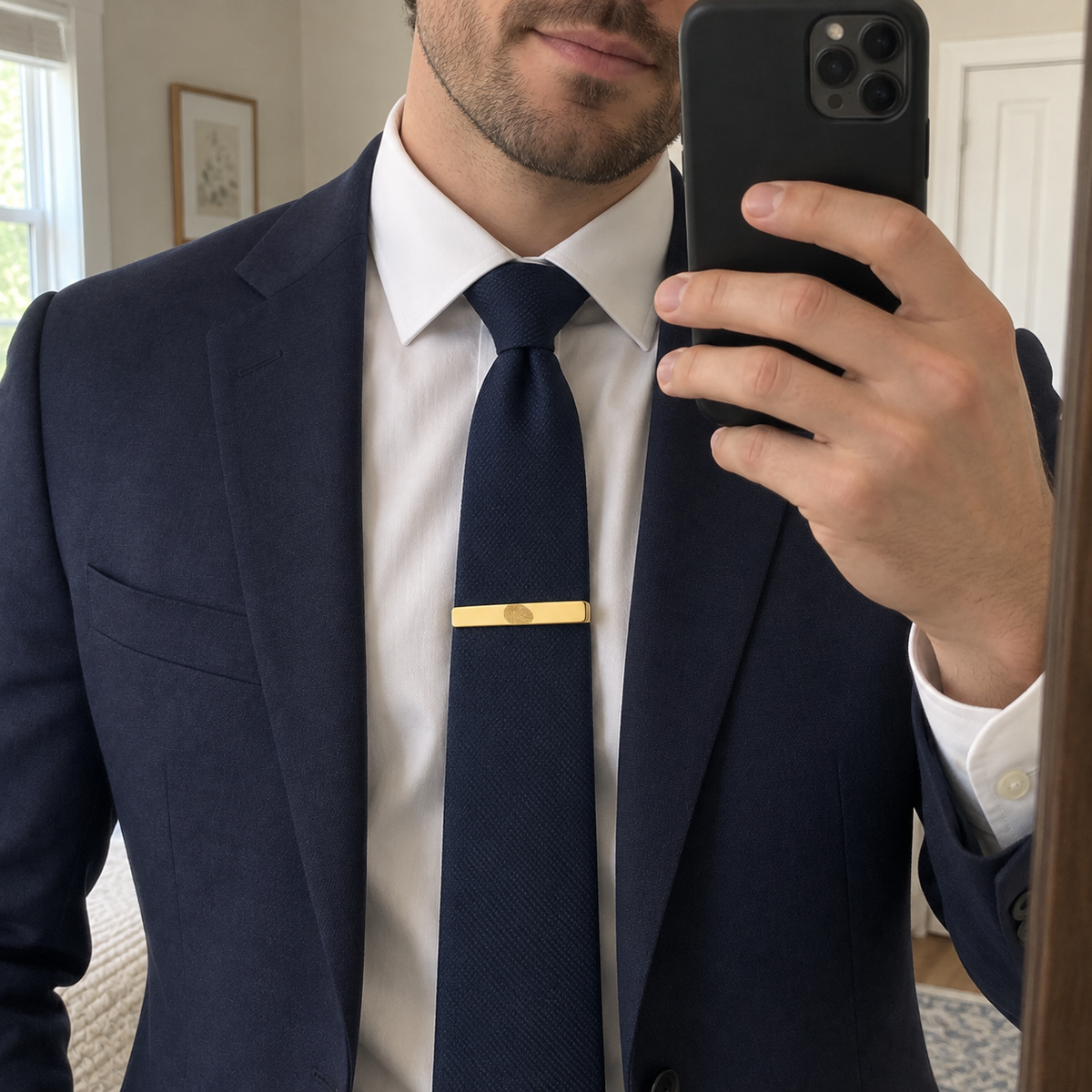 Custom Fingerprint Tie Clip ugc 1 photo - fingerprint tie clip mirror selfie Anthology Jewelry