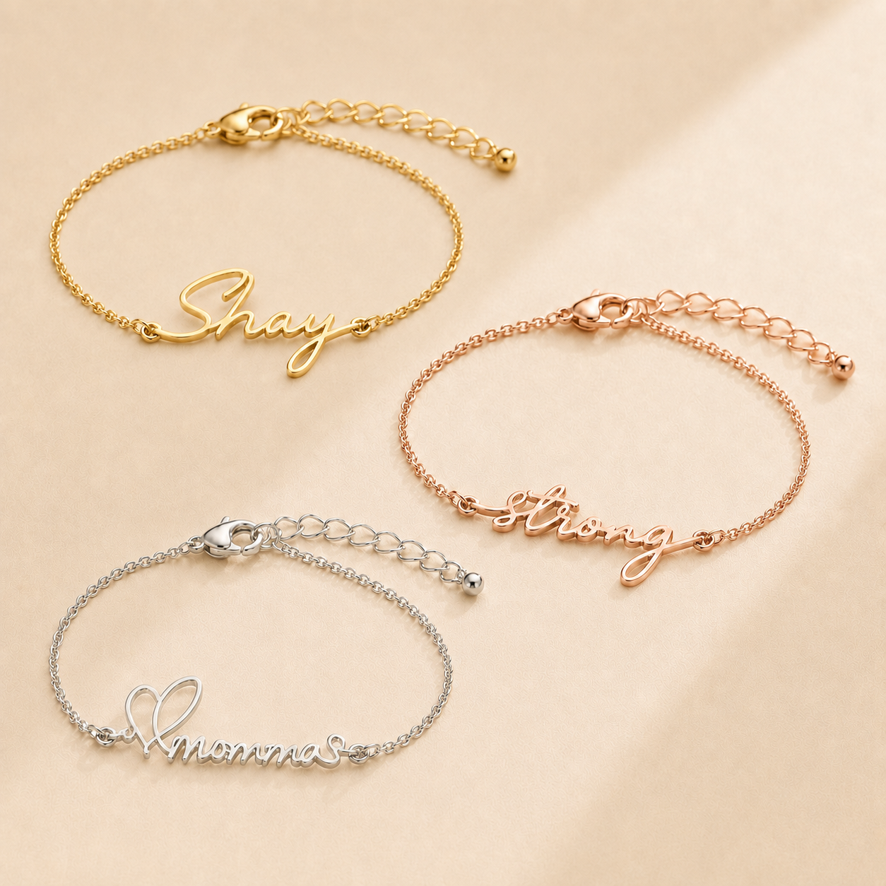 Custom Handwriting Bracelet alternate angle - personalized signature jewelry Anthology Jewelry.