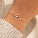 Custom Handwriting Bracelet close up - personalized signature jewelry Anthology Jewelry.