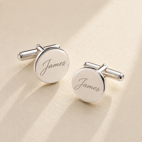 Custom handwriting engraved cufflinks for men - Anthology Jewelry