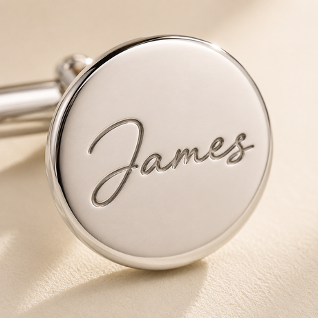 Custom handwriting engraved cufflinks for men - Anthology Jewelry