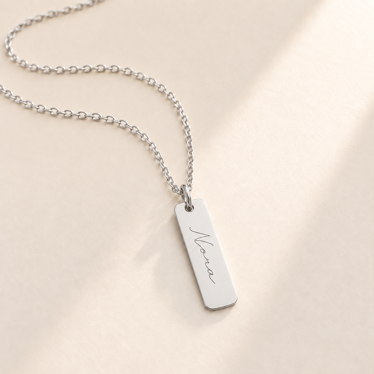 Custom Handwriting ID Necklace hero photo - silver handwriting ID pendant Anthology Jewelry
