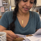 Custom Handwriting ID Necklace UGC style photo - candid phone-style photo of the ID necklace Anthology Jewelry