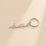 Custom Handwriting Keychain close up detail - cutout handwriting keychain Anthology Jewelry