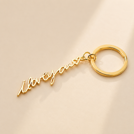 Custom Handwriting Keychain lifestyle photo - personalized handwriting keychain Anthology Jewelry