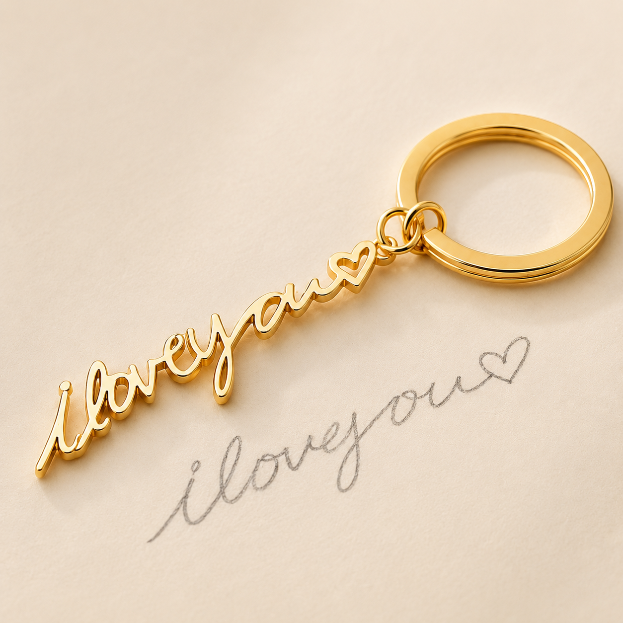 Custom Handwriting Keychain worn lifestyle photo - personalized handwriting keychain Anthology Jewelry