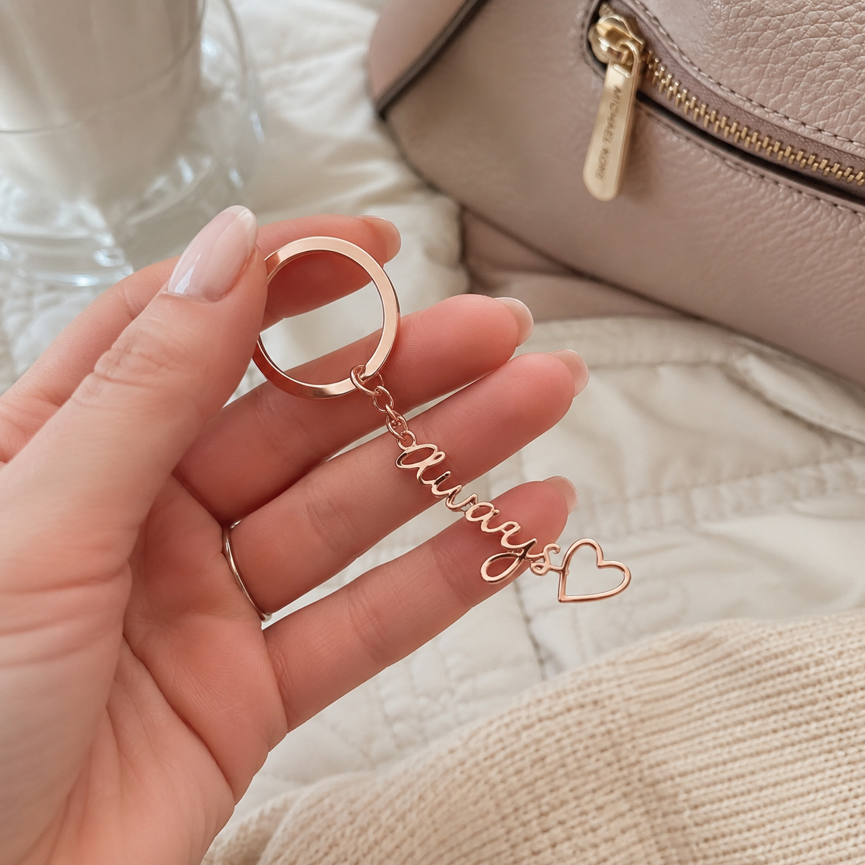 Custom Keychain in rose gold finish - Anthology Jewelry Company