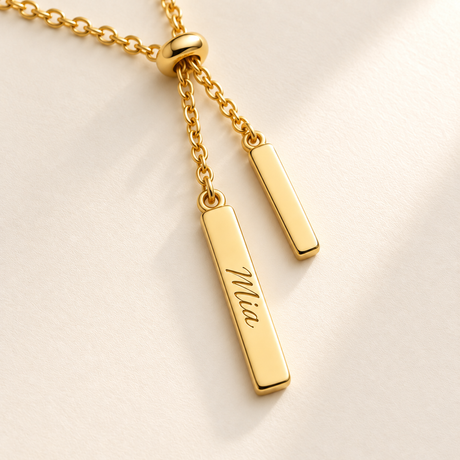 Custom Handwriting Lariat Necklace detail 1 photo - macro handwritten name engraving Anthology Jewelry
