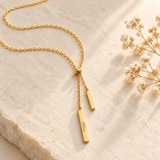 Custom Handwriting Lariat Necklace glamour 1 photo - gold lariat styled with dried flowers Anthology Jewelry