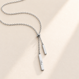 Custom Handwriting Lariat Necklace hero silver photo - silver handwriting lariat engraved Ava Anthology Jewelry