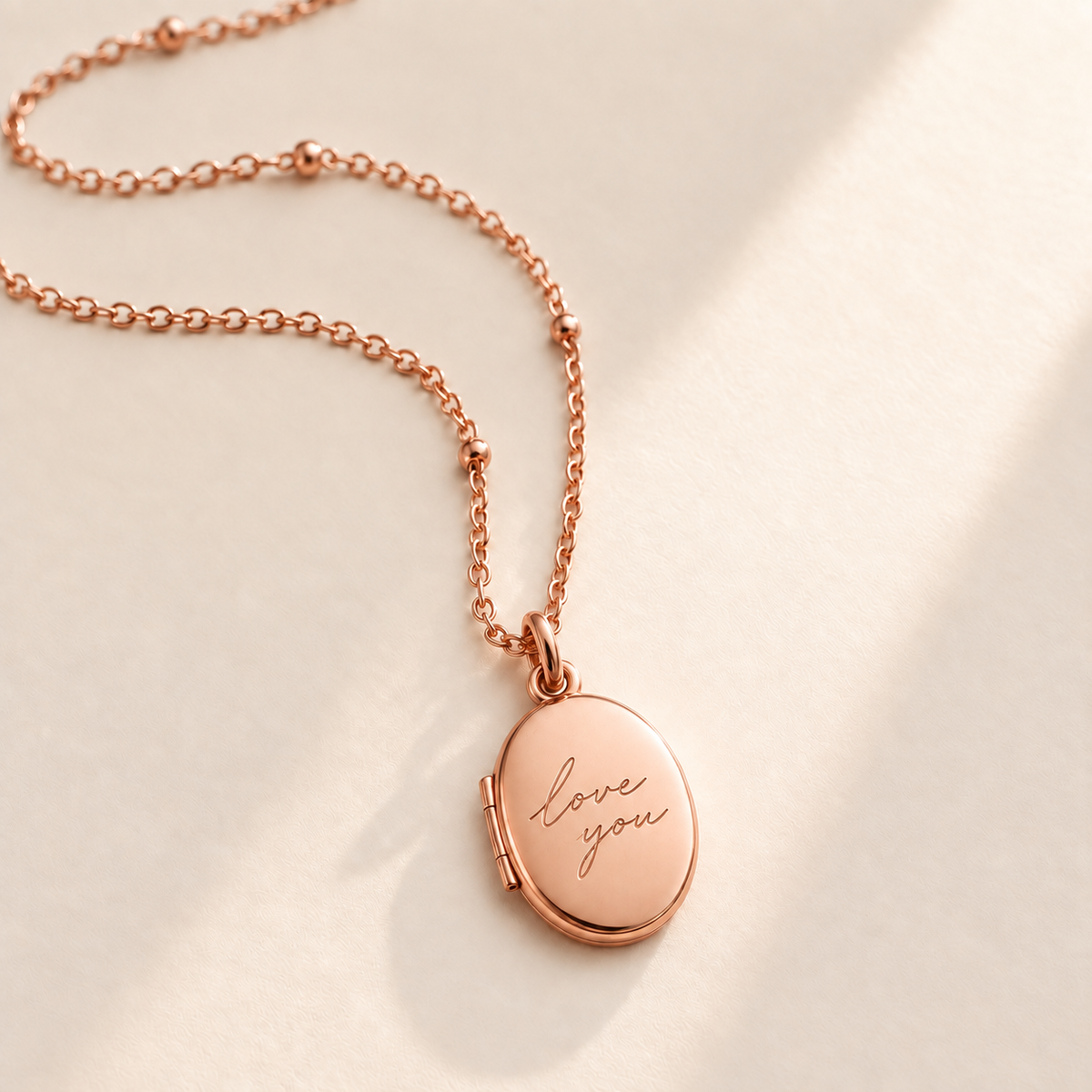 Rose gold custom handwriting mini locket necklace