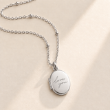 Silver custom handwriting mini locket necklace