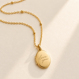 Gold custom handwriting mini locket necklace