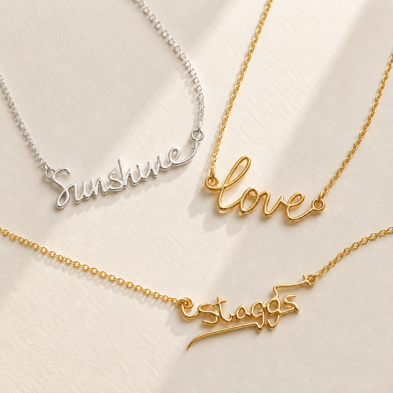 Custom Handwriting Necklace alternate angle - personalized signature pendant Anthology Jewelry.