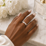 Custom handwriting ring 4mm close up - personalized signature ring detail