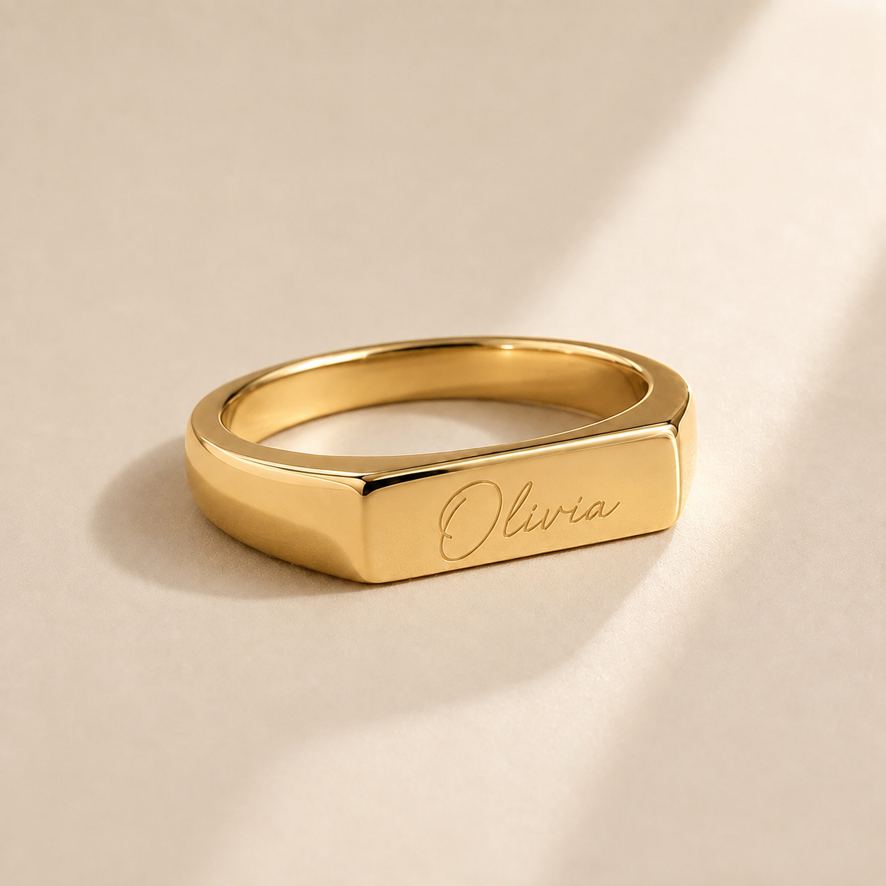 Custom Handwriting Signet Ring hero photo - personalized handwriting signet ring Anthology Jewelry