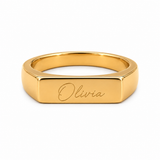 Custom Handwriting Signet Ring lifestyle photo - personalized handwriting signet ring styled Anthology Jewelry