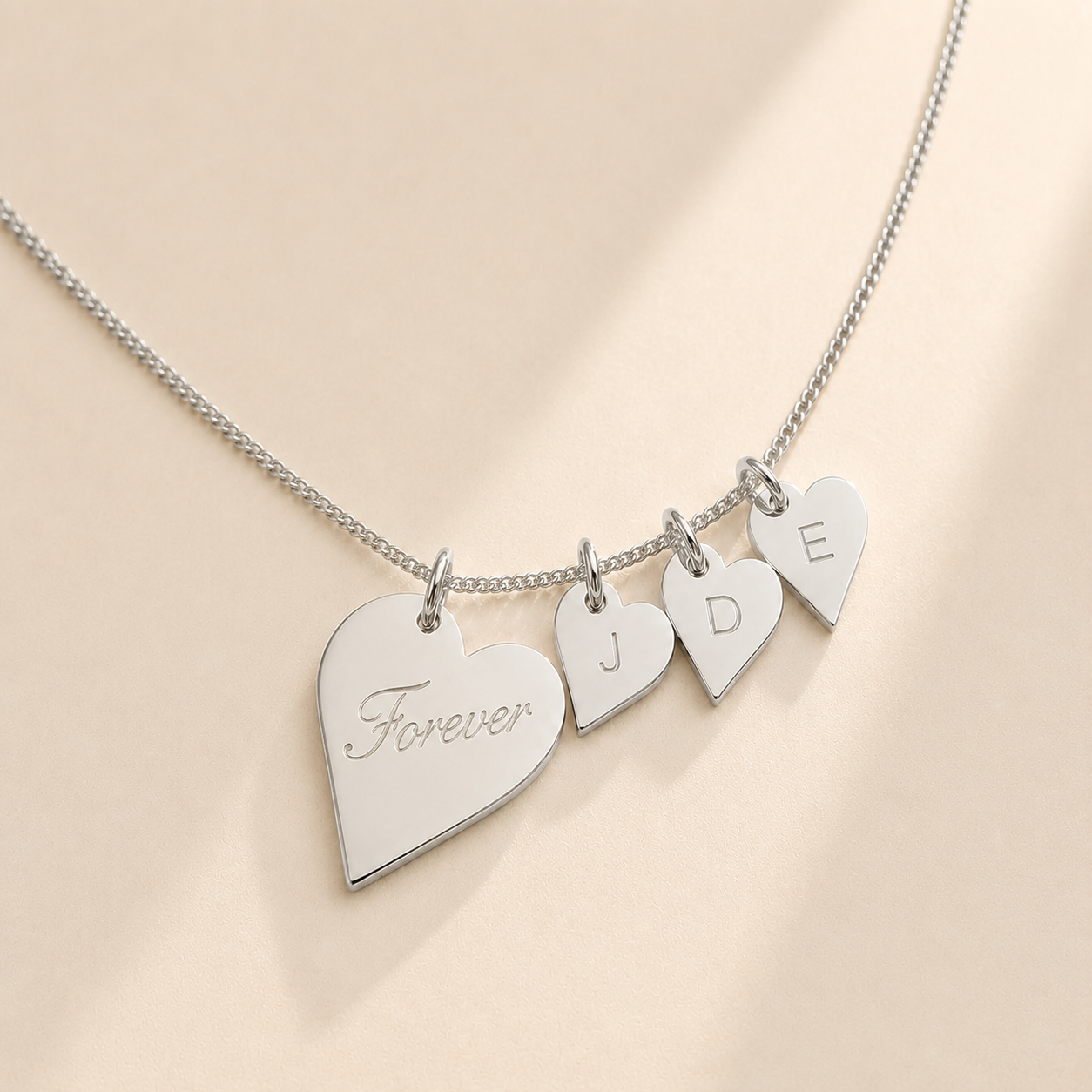 Custom Heart Necklace close up detail - personalized engraved heart pendant Anthology Jewelry