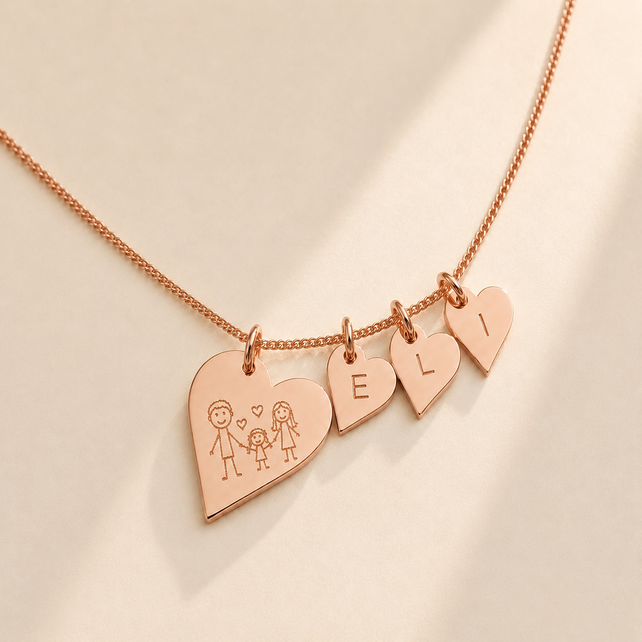 Custom Heart Necklace alternate angle detail - personalized engraved heart pendant Anthology Jewelry