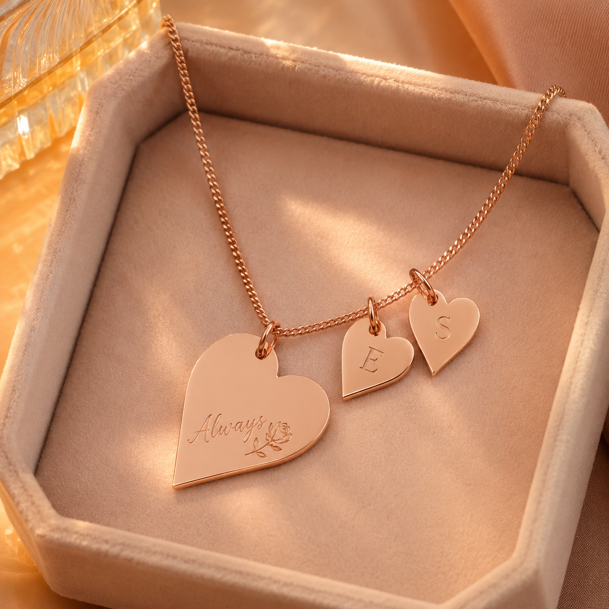 Custom heart necklace in 14k gold with handwriting engraving - Anthology Jewelry