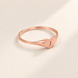 Custom Heart Signet Initial Ring hero photo - rose gold heart signet ring with an engraved initial Anthology Jewelry