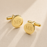 Custom Initials Cufflinks gold pair photo - engraved gold initials cufflinks Anthology Jewelry