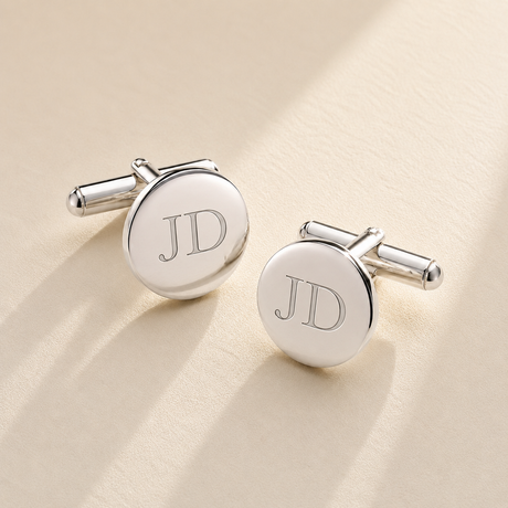 Custom Initials Cufflinks silver pair photo - engraved silver initials cufflinks Anthology Jewelry