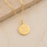Custom Initials Necklace, gold disc pendant
