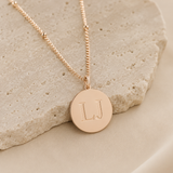 Custom Initials Necklace, rose gold disc pendant